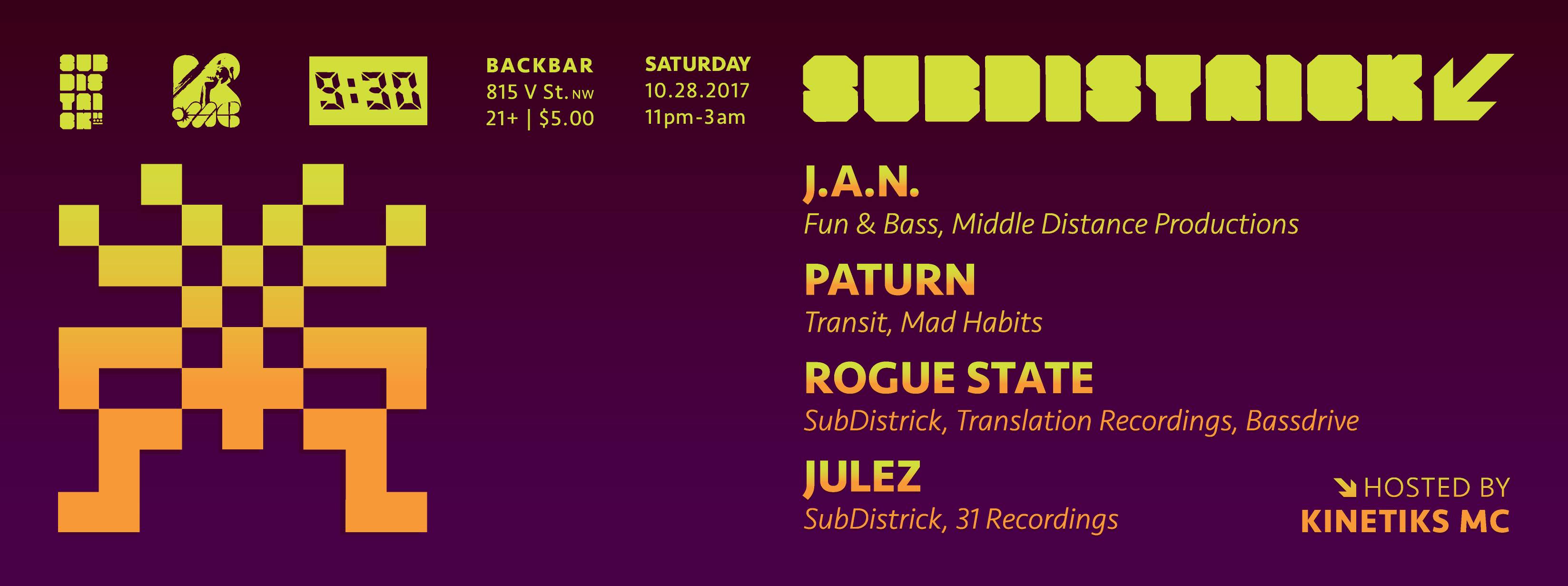 Subdistrick October 2017 @ Backbar! [10/28/17]